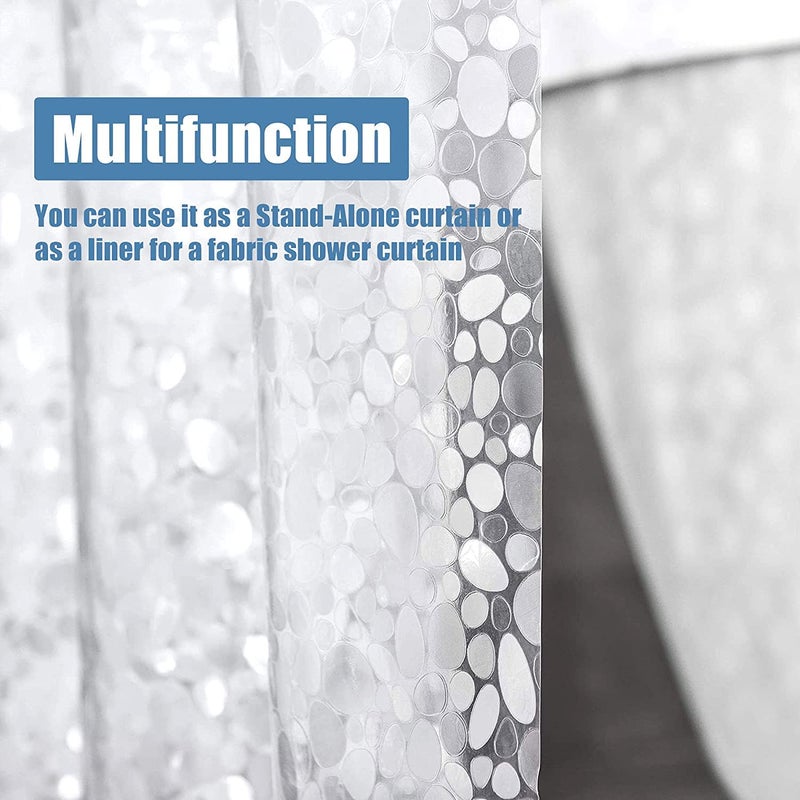 HOMECROWN Waterproof Clear Plastic 3D Design 7 Feet Long Bathroom Shower Curtain with 8 Durable Curtain Ring Hooks 7x4 Feet Transparent - Image 5