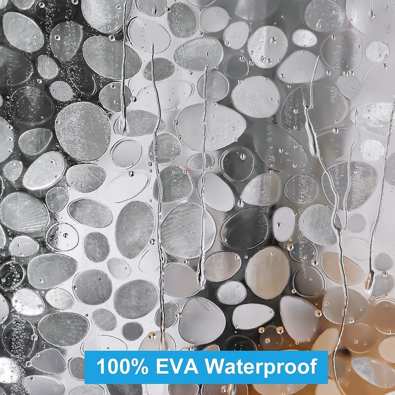 HOMECROWN Waterproof Clear Plastic 3D Design 7 Feet Long Bathroom Shower Curtain with 8 Durable Curtain Ring Hooks 7x4 Feet Transparent - Image 3