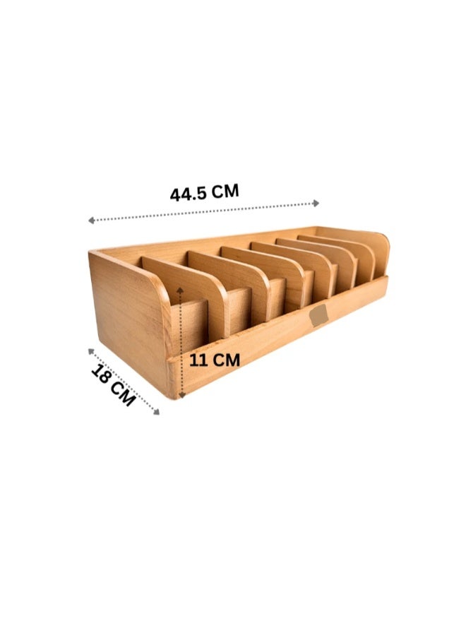 Wooden Belt Organizer with 7 Removable Compartments – 44.5×18×11 cm, Solid Natural Wood, Waterproof, Durable Storage for Drawers, Dressing Rooms, and Closets - Image 5