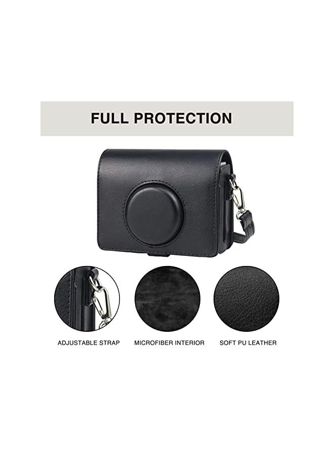 Zaboon Case for Fuji Mini EVO,Camera Case Compatible for Fuji Mini EVO Camera with Adjustable Shoulder Strap in Black Lychee Texture Horizontal Style  - Image 2