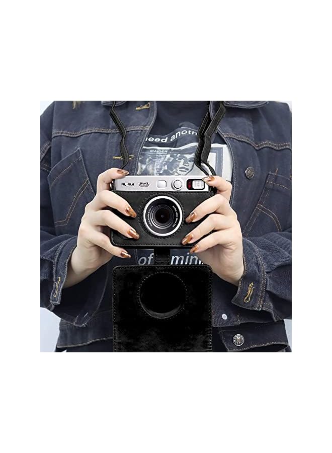 Zaboon Case for Fuji Mini EVO,Camera Case Compatible for Fuji Mini EVO Camera with Adjustable Shoulder Strap in Black Lychee Texture Horizontal Style  - Image 1