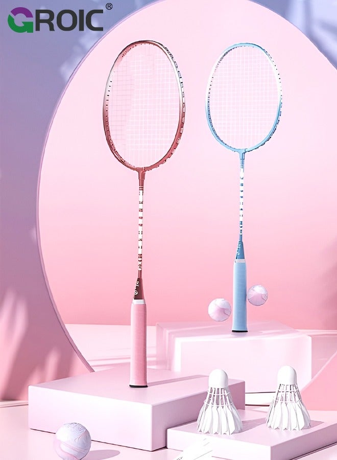 GROIC زوج واحد من مضارب كرة الريشة مع 3 قطع من كرات الريشة وحقيبة حمل متضمنة، مجموعة مضارب تنس الريشة للبالغين خفيفة الوزن للعب في الفناء الخلفي والخارجي، والتدريب الاحترافي، والرياضة - Image 2