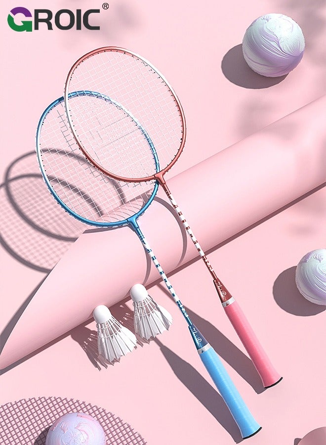 GROIC زوج واحد من مضارب كرة الريشة مع 3 قطع من كرات الريشة وحقيبة حمل متضمنة، مجموعة مضارب تنس الريشة للبالغين خفيفة الوزن للعب في الفناء الخلفي والخارجي، والتدريب الاحترافي، والرياضة - Image 1