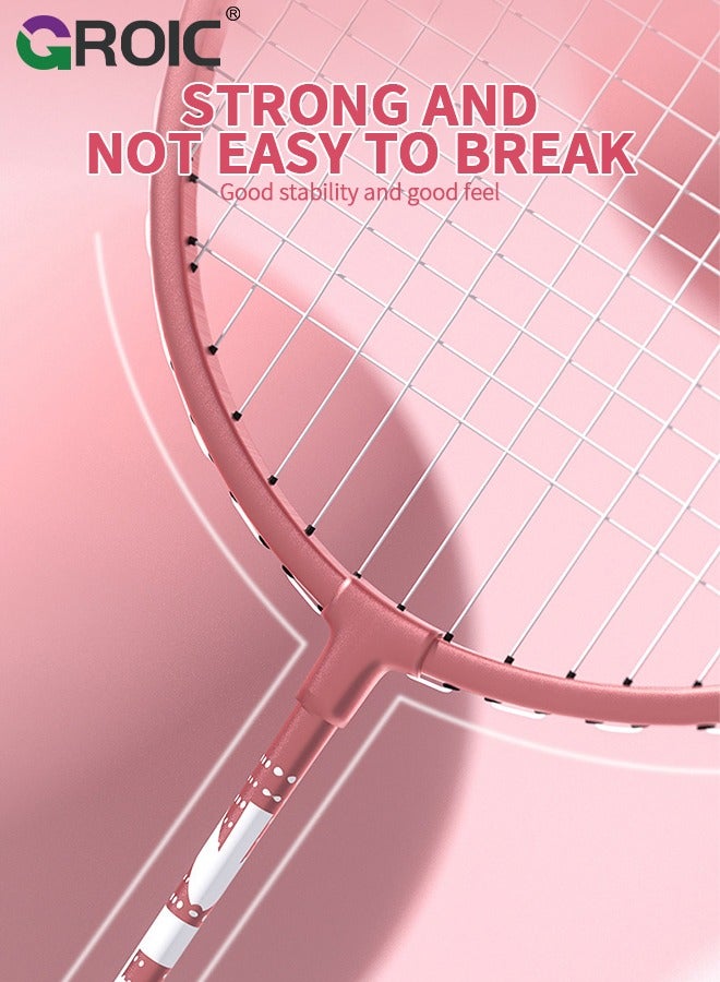 GROIC زوج واحد من مضارب كرة الريشة مع 3 قطع من كرات الريشة وحقيبة حمل متضمنة، مجموعة مضارب تنس الريشة للبالغين خفيفة الوزن للعب في الفناء الخلفي والخارجي، والتدريب الاحترافي، والرياضة - Image 5