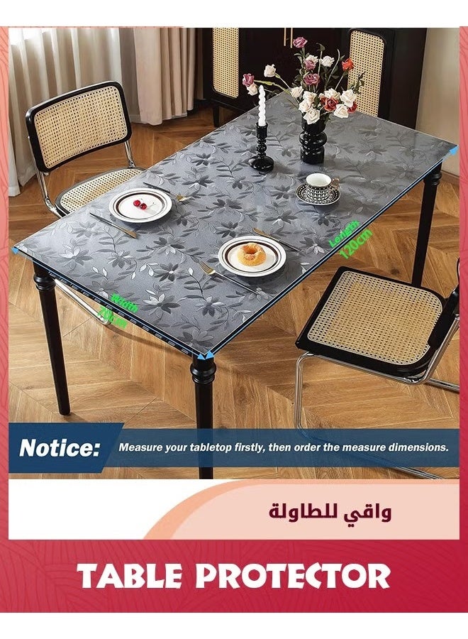 EETU Floral Table Protector,70x120cm 1.5mm Thick Plastic Table Cover,Frosted Transparent Desk Protector Mat,Desk Cover Protector Rectangle Waterproof PVC Table Pad for Home Office Desktop - Image 4
