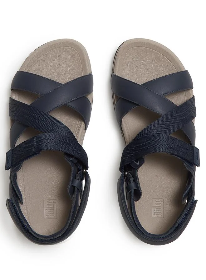 Fitflop ADONIS MENS ADJ. LEATHER/WEBBING B/STRAP SANDALS