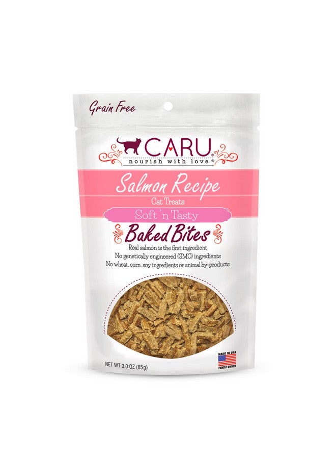 كارو - قطع مخبوزة ناعمة ولذيذة - مكافآت قطط من قطع السلمون - مكافآت طبيعية بنكهة رائعة - 3 أونصة - Image 1