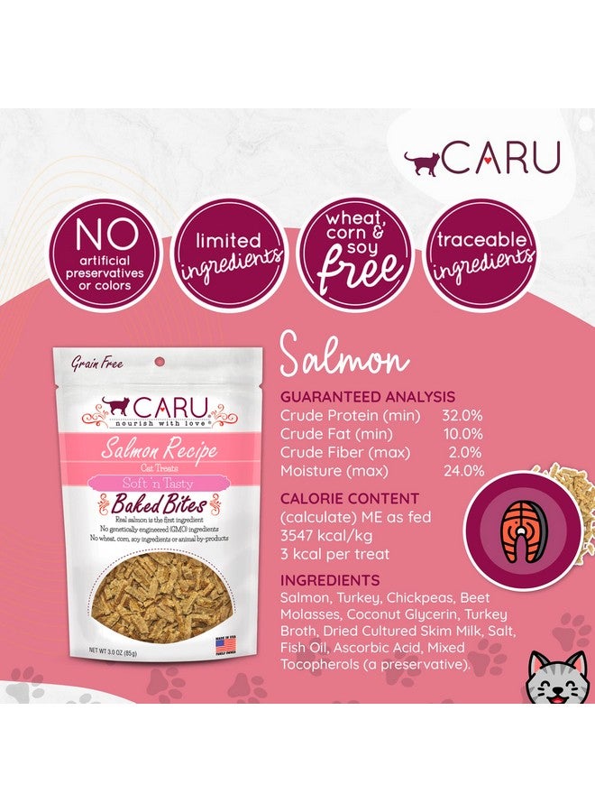 كارو - قطع مخبوزة ناعمة ولذيذة - مكافآت قطط من قطع السلمون - مكافآت طبيعية بنكهة رائعة - 3 أونصة - Image 3
