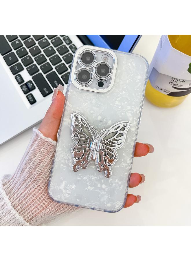 S-TOP Case For iPhone 15 Pro Plating Glitter Texture Butterfly Holder TPU Phone Case with Lens Film - Image 1
