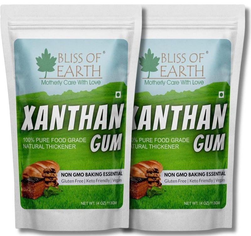 Bliss of Earth Xanthan Gum 113g ( Pack of 2) Ultra Strong Food Grade Thickener Powder | Gluten Free Baking Essential | Keto Vegan Stabilizer | Instant Sauce, Dressing, Ice Cream Texture Enhancer | High Performance Binder - Image 1