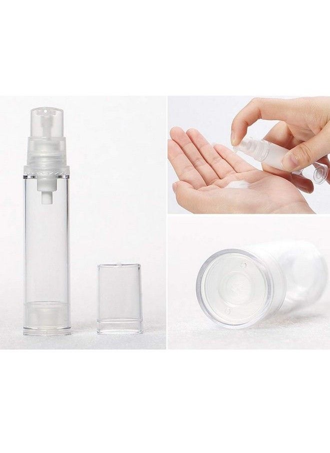 UPSTORE 12Pcs 10Ml/0.34Oz Empty Refillable Mini Clear Plastic Airless Vacuum Pump Bottles Cosmetic Makeup Travel Cream Lotion Sample Packing Makeup Liquid Container Vial Jars Dispensing Tins  - Image 4