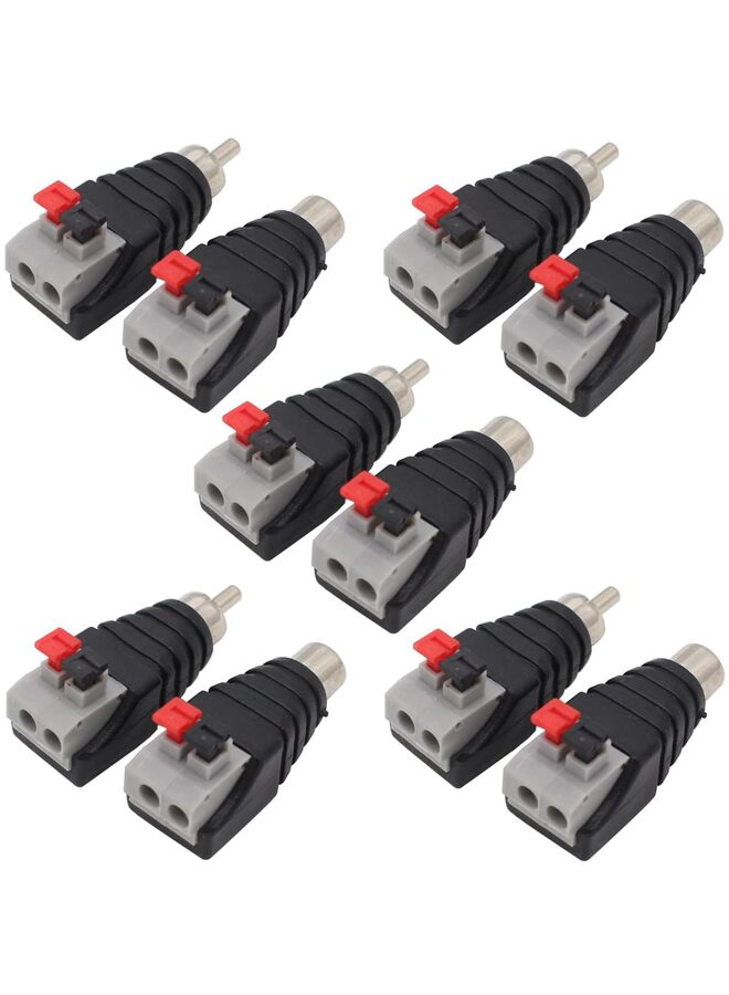 5 PAIR RCA Connector Adapter Speaker Wire Cable to Audio Male Plug Jack Screw Terminal Female Audio Video Balun Spring Press Type Adapter DC Power Connector for CCTV - Image 1