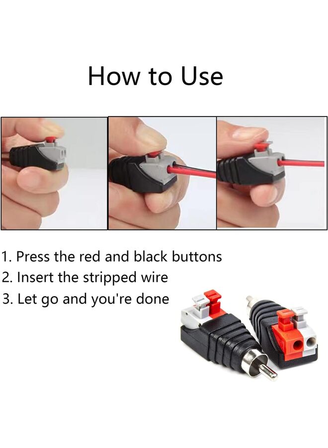 5 PAIR RCA Connector Adapter Speaker Wire Cable to Audio Male Plug Jack Screw Terminal Female Audio Video Balun Spring Press Type Adapter DC Power Connector for CCTV - Image 4