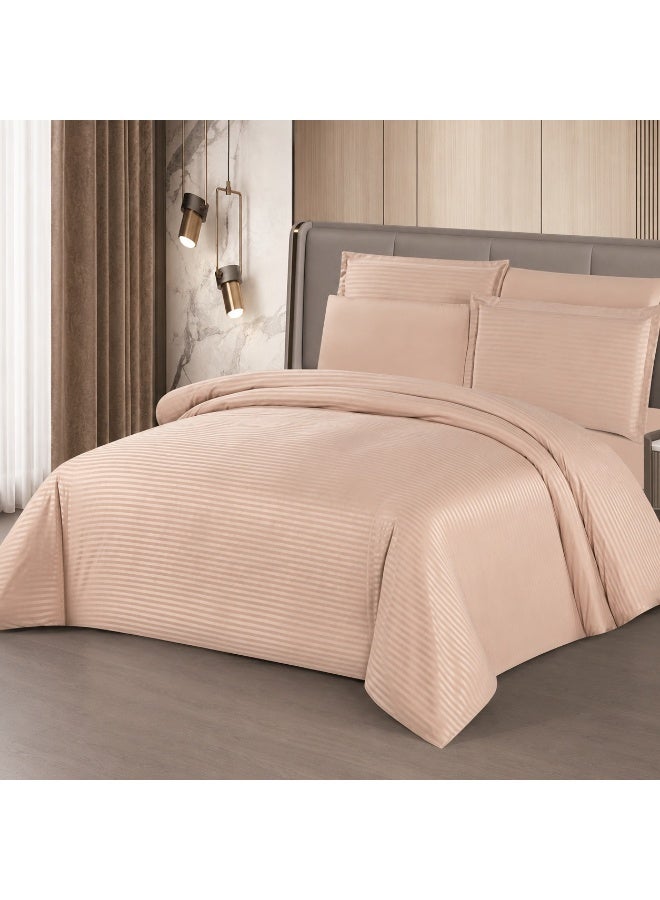 Light beige hotel-style double bed set, 7 pieces
