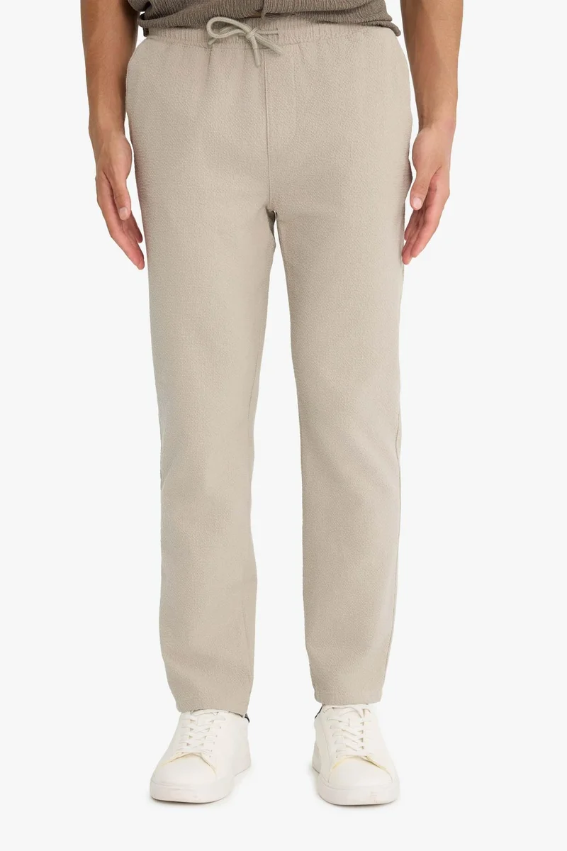 Defacto  Jogger Fit Elastic Waist Cotton Textured Trousers for Men | Best Price UAE