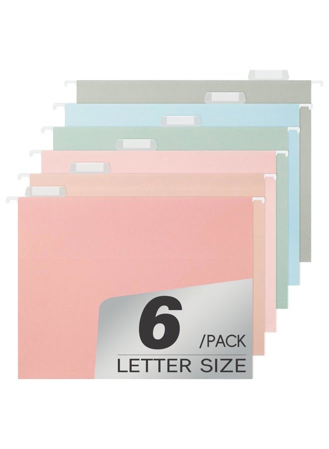 pmybupo Hanging File Folders Letter Size,Pastel Colors,6 Pack Hanging File Folders with 1/5-Cut Tabs,Heavy Duty 1 Inch Expansion,Stay Organized for Your Home and Office Bulk File,Documents and Paper - Image 1