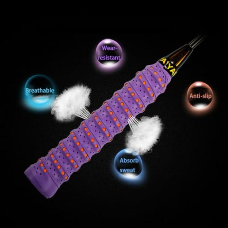 Azonee 5 Pack PU Racquet Grip Super Absorbent Tennis Badminton Squash Rackets Overgrip Anti Slip Perforated Racket Grips Non-Slip Handle Grip Tape - Image 4