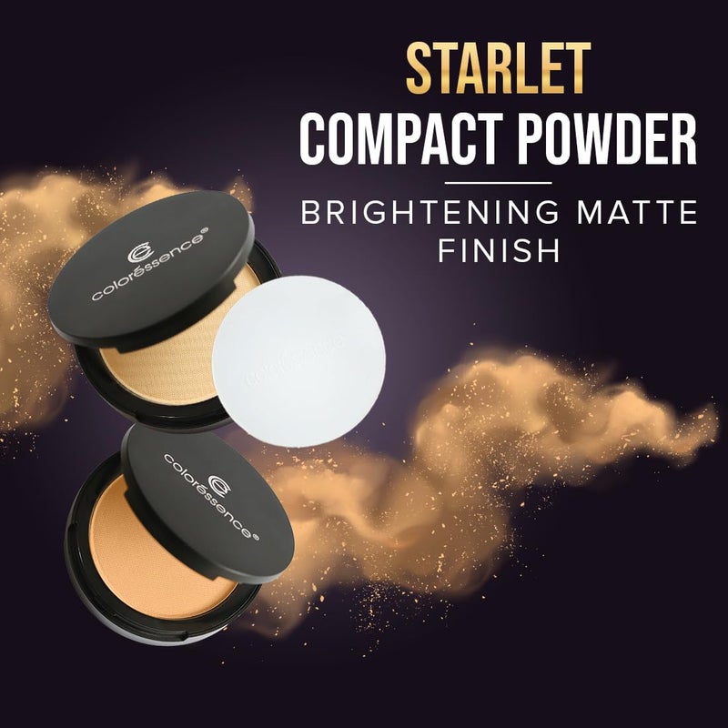COLORESSENCE Starlet Compact Powder for Setting Base Oil Control Lightweight Formula With Free Applicator Puff Ivory Beige - Image 3