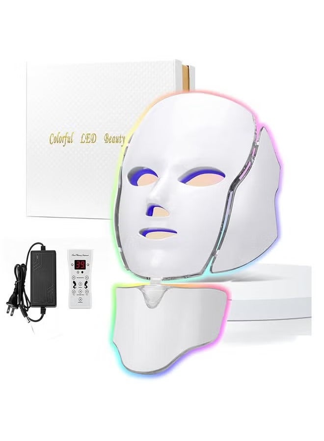 YelaJoy Blue Red Light Therapy Mask for Face with Remote Kit, 7 Colors LED face mask Light Therapy, Portable Facial Skin Care Mask for Face and Neck at Home (White) - Image 1