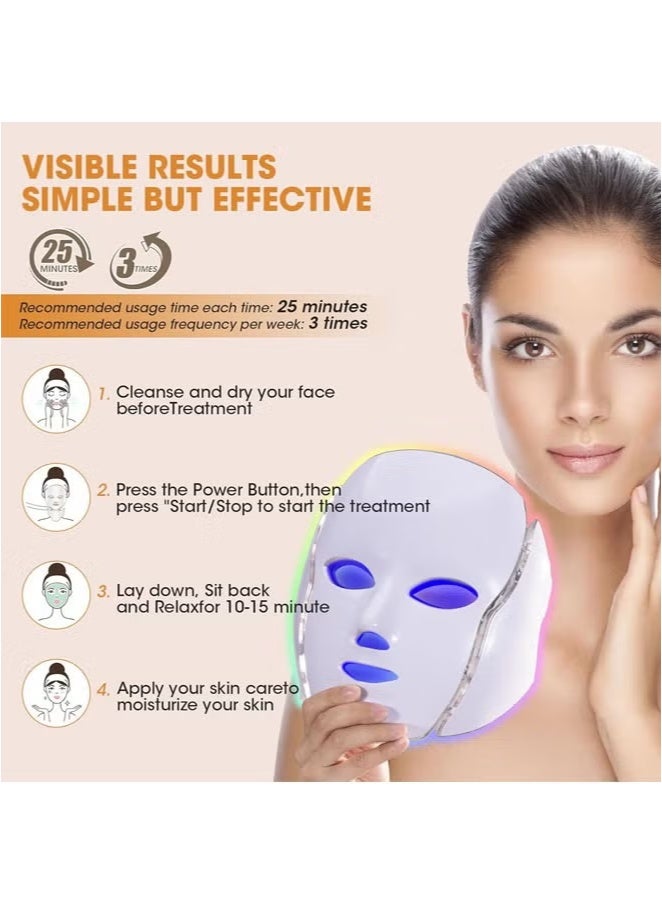 YelaJoy Blue Red Light Therapy Mask for Face with Remote Kit, 7 Colors LED face mask Light Therapy, Portable Facial Skin Care Mask for Face and Neck at Home (White) - Image 2