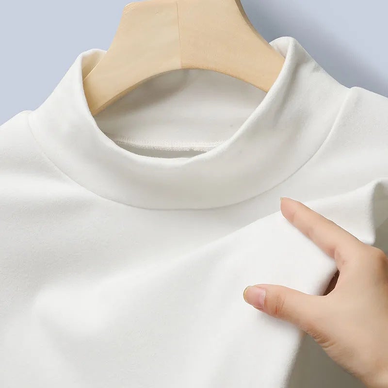 De Rong Constant Temperature Clothes Warm Cold-Resistant Fleece-Lined Inner Wear Men'S Base Shirt Half-High Neck Solid Color Long-Sleeved T-Shirt - Image 4