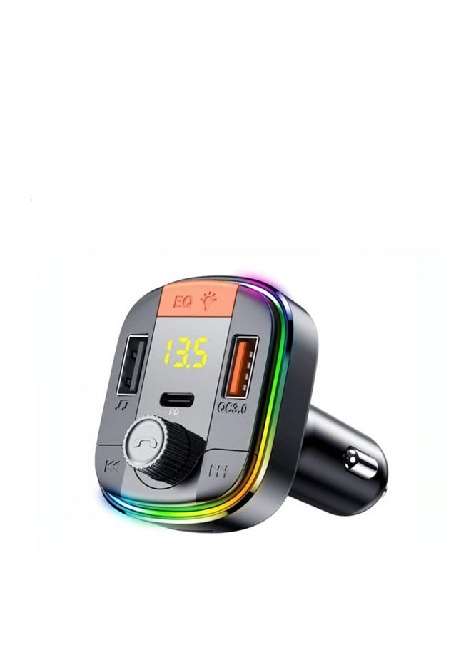 Yesido - YESIDO Y45 Bluetooth 5.0 Wireless FM Transmitter PD + QC 3.0 Dual USB Car Charger with Colorful Light - Image 1