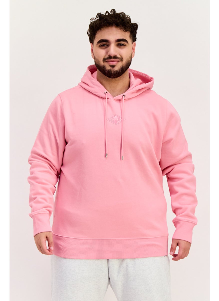 ESPRIT Men Hooded Brand Logo Long Sleeves Sweatshirt, Pink  - Image 1