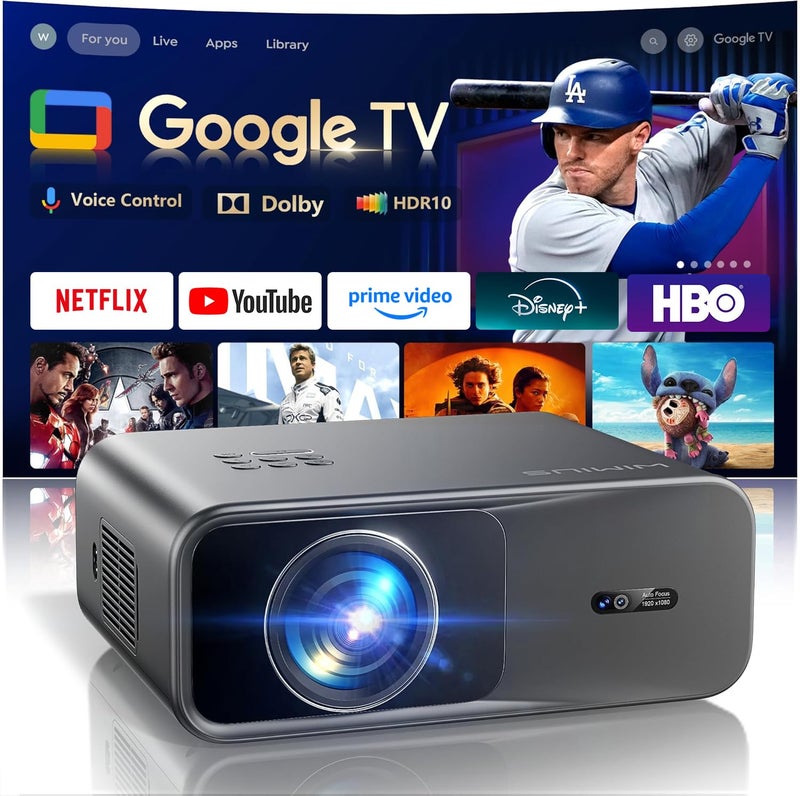 WiMiUS [Official Google TV]Smart Projector 4K Supported with WiFi & Bluetooth, Built-in Official Apps, GoogIe Voice, Outdoor Movie Projector with DoIby Audio, Auto Focus, Home Theater Proyector WIMIUS G1 - Image 2