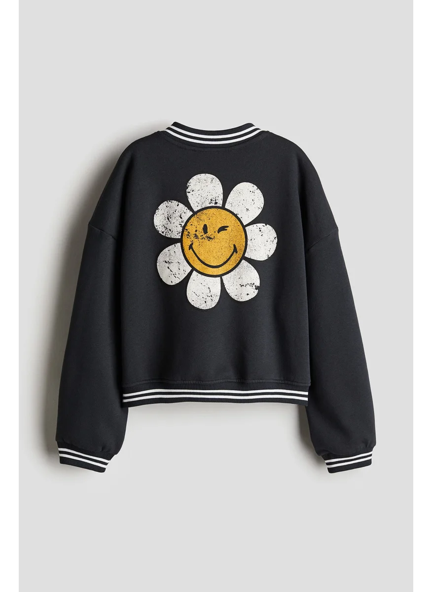 اتش اند ام Printed Sweatshirt Baseball Jacket