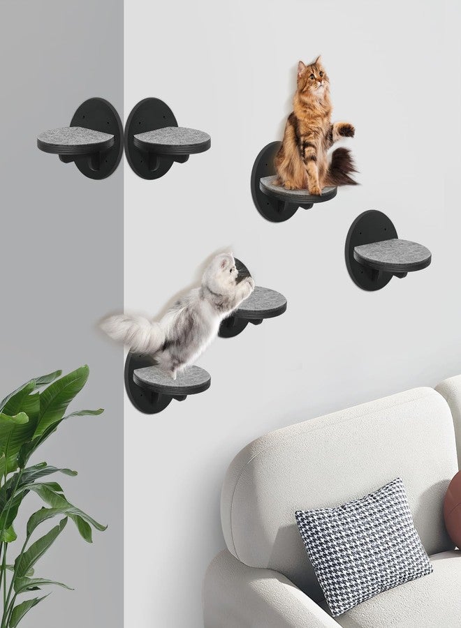 GADKE Cat Wall Shelves Furniture Set of 6, Wooden Cat Steps for with Scratching Pad, Sturdy Floating Climber Ladder Stairs, Cats Climbing Wall Systems for Cats Sleep Climb Play(Black) - Image 5