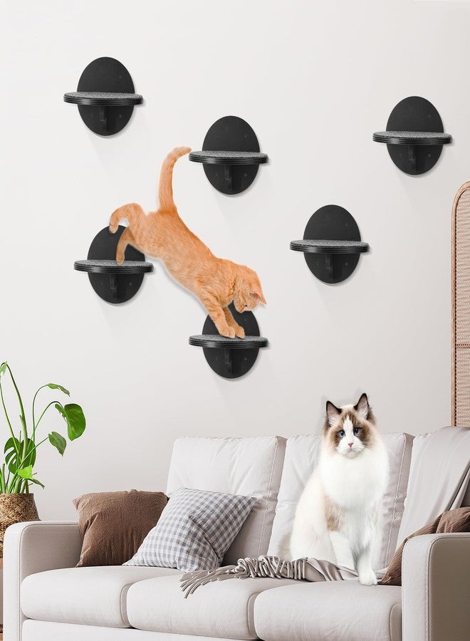 GADKE Cat Wall Shelves Furniture Set of 6, Wooden Cat Steps for with Scratching Pad, Sturdy Floating Climber Ladder Stairs, Cats Climbing Wall Systems for Cats Sleep Climb Play(Black) - Image 4