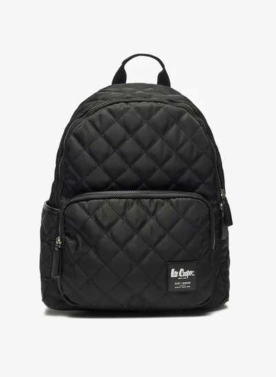 Lee Cooper Quilted Backpack with Adjustable Straps and Zip Closure - 30x13x38 cm
