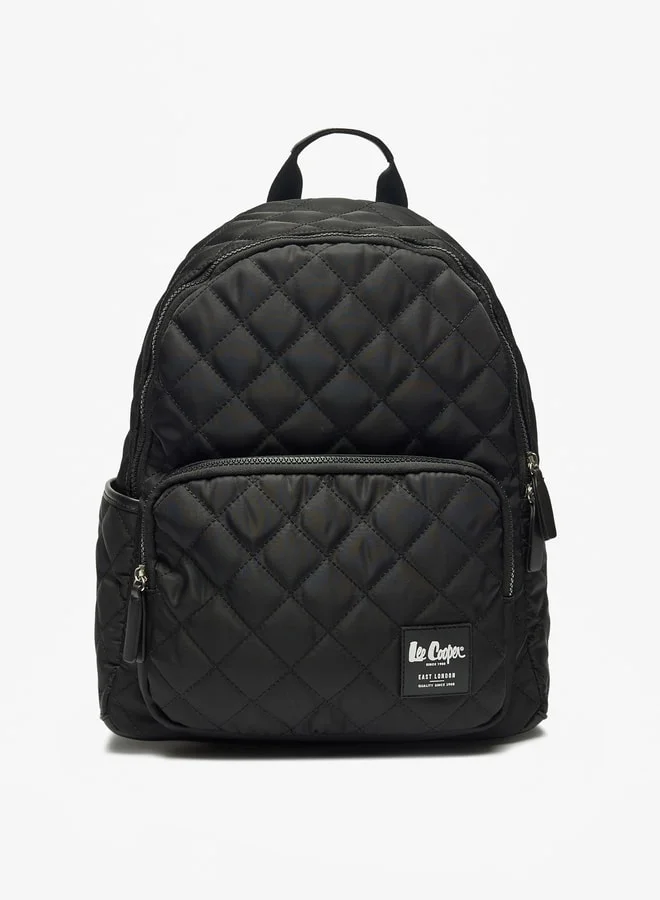 Lee Cooper Quilted Backpack with Adjustable Straps and Zip Closure - 30x13x38 cm