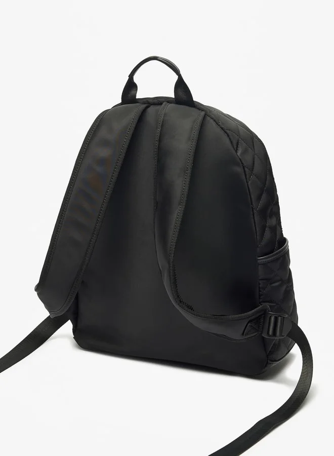 Lee Cooper Quilted Backpack with Adjustable Straps and Zip Closure - 30x13x38 cm