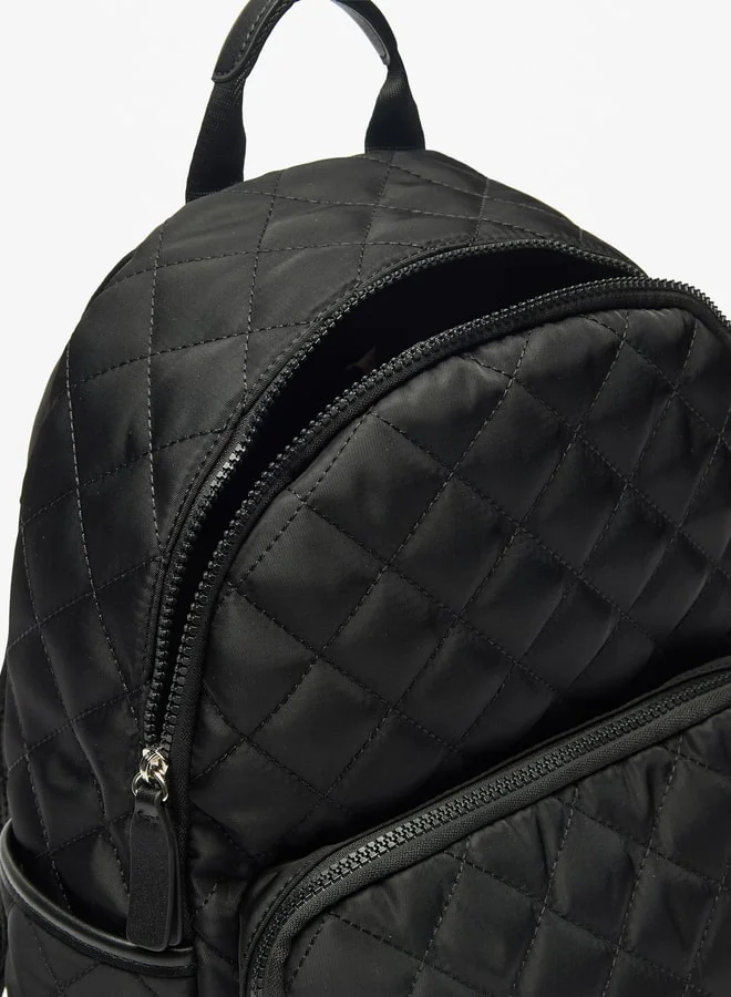 Lee Cooper Quilted Backpack with Adjustable Straps and Zip Closure - 30x13x38 cm