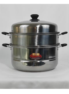 HTH 2 Tiers Stainless Steel Cookware Steamer Pot with Heat Resistive Handles Multifunction Large Cooking Pot 30x33 cm  - Image 2