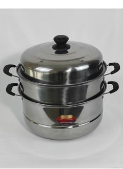 HTH 2 Tiers Stainless Steel Cookware Steamer Pot with Heat Resistive Handles Multifunction Large Cooking Pot 30x33 cm  - Image 1