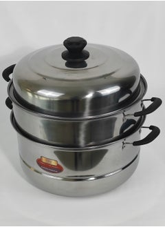 HTH 2 Tiers Stainless Steel Cookware Steamer Pot with Heat Resistive Handles Multifunction Large Cooking Pot 30x33 cm  - Image 3