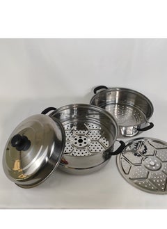 HTH 2 Tiers Stainless Steel Cookware Steamer Pot with Heat Resistive Handles Multifunction Large Cooking Pot 30x33 cm  - Image 5
