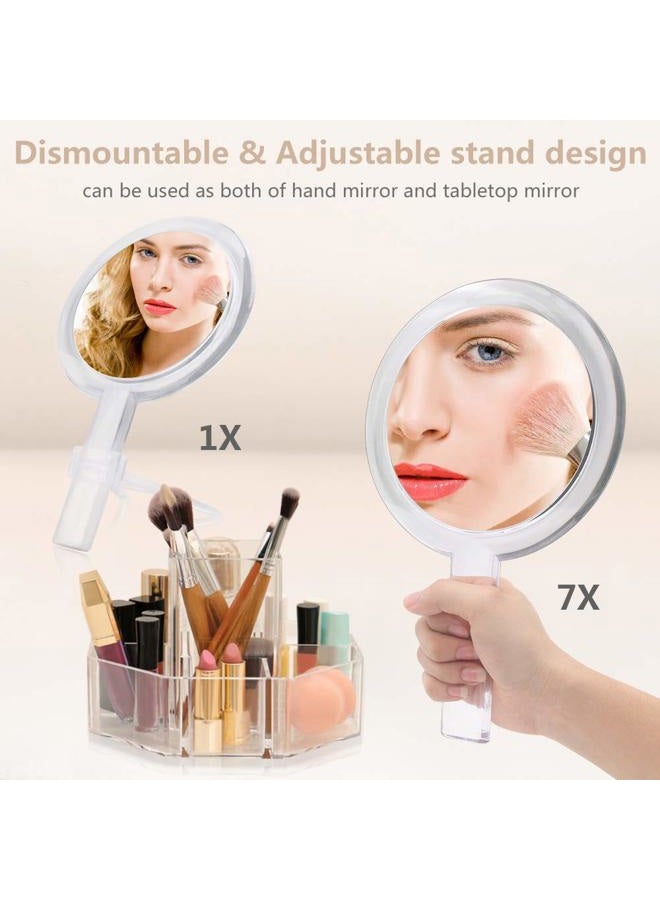 Gotofine Double Sided 1x - 7x Magnification Hand Held Makeup Mirror with Stand,clear (7x) - Image 4