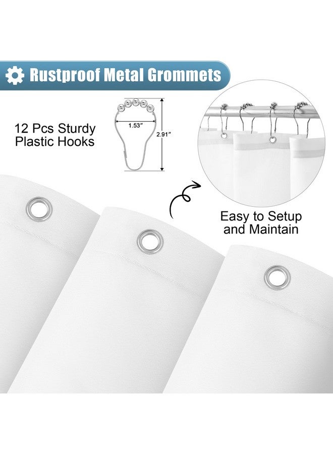 OLANLY Luxury Blue and White Ombre Shower Curtain Sets with 12 Hooks, Waterproof and Washable Decorative Shower Curtains for Bathroom, 72x72 Inches - Image 4