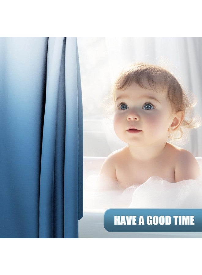 OLANLY Luxury Blue and White Ombre Shower Curtain Sets with 12 Hooks, Waterproof and Washable Decorative Shower Curtains for Bathroom, 72x72 Inches - Image 2