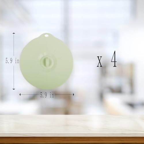 VEELAM 4 Pack 5.9" Silicone Lids for Cups Bowls Plates Pans, Microwave Splatter Cover, Kitchen Containers Lids Cover for Food Storage,Light Green Small - Image 2