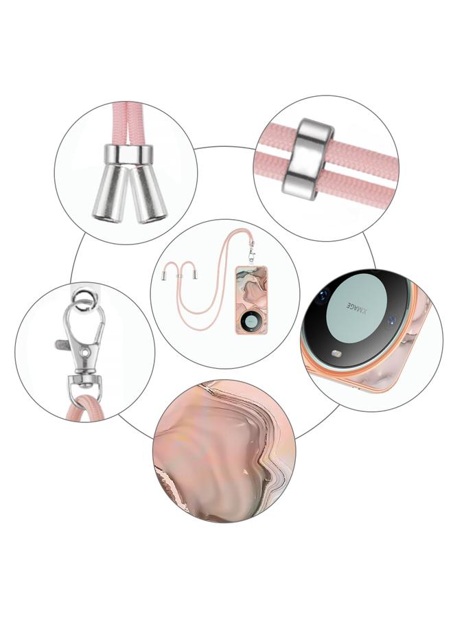 اس-توب جراب لهاتف Huawei Mate 60 Pro، جراب هاتف IMD مزدوج الجوانب من الرخام المطلي بالكهرباء مع حبل - Image 5