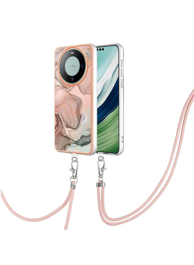 اس-توب جراب لهاتف Huawei Mate 60 Pro، جراب هاتف IMD مزدوج الجوانب من الرخام المطلي بالكهرباء مع حبل - Image 1