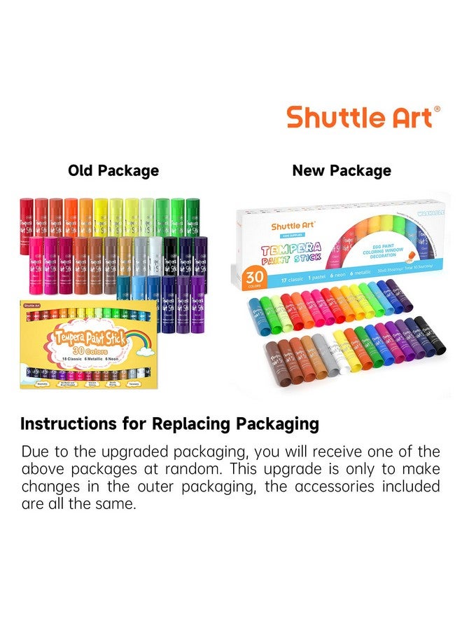 Shuttle Art Tempera Paint Sticks - 30 Solid Colours - Quick Drying - Works Great on Paper, Wood, Glass, Ceramic, Canvas - Image 3