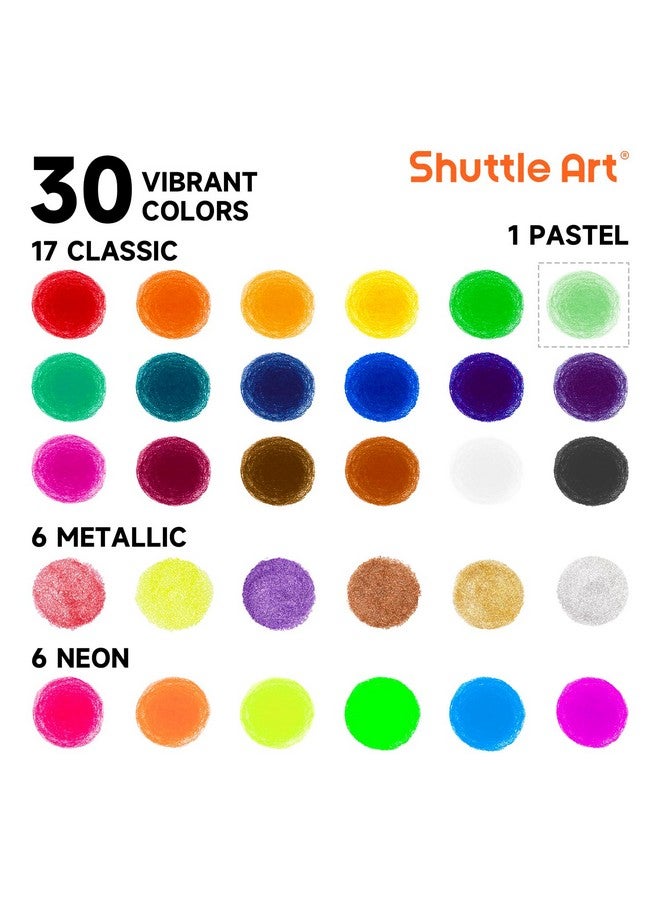 Shuttle Art Tempera Paint Sticks - 30 Solid Colours - Quick Drying - Works Great on Paper, Wood, Glass, Ceramic, Canvas - Image 2