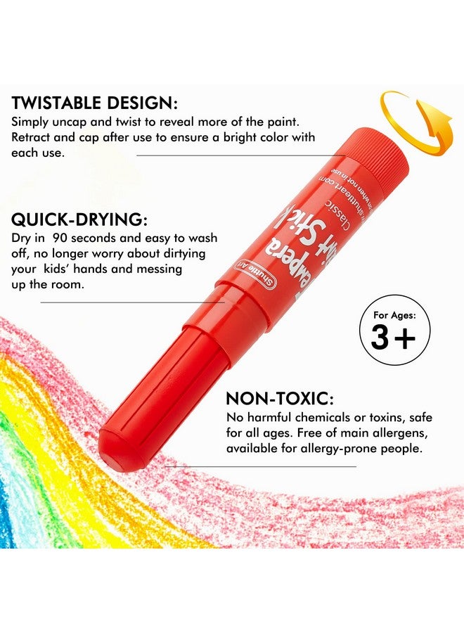 Shuttle Art Tempera Paint Sticks - 30 Solid Colours - Quick Drying - Works Great on Paper, Wood, Glass, Ceramic, Canvas - Image 4