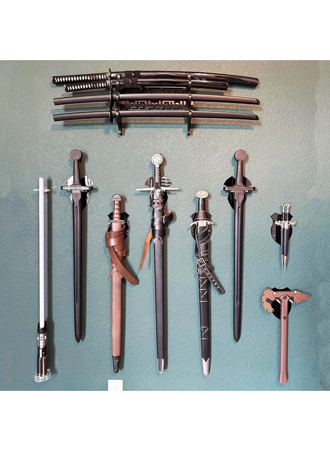 Black Acrylic Sword Wall Mount Display Rack Vertical Space Saving Design Easy Assembly - Image 5