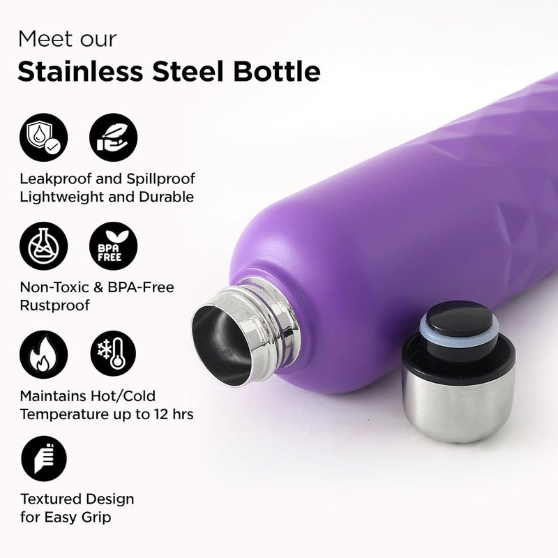 UMAI 750ml Insulated Thermosteel Bottle | Hot and Cold Water Bottle for Office, Gym, School | Leakproof | Vacuum Insulated Water Bottles | Easy Carry Flask for Kids/Adults | (Purple) - Image 2